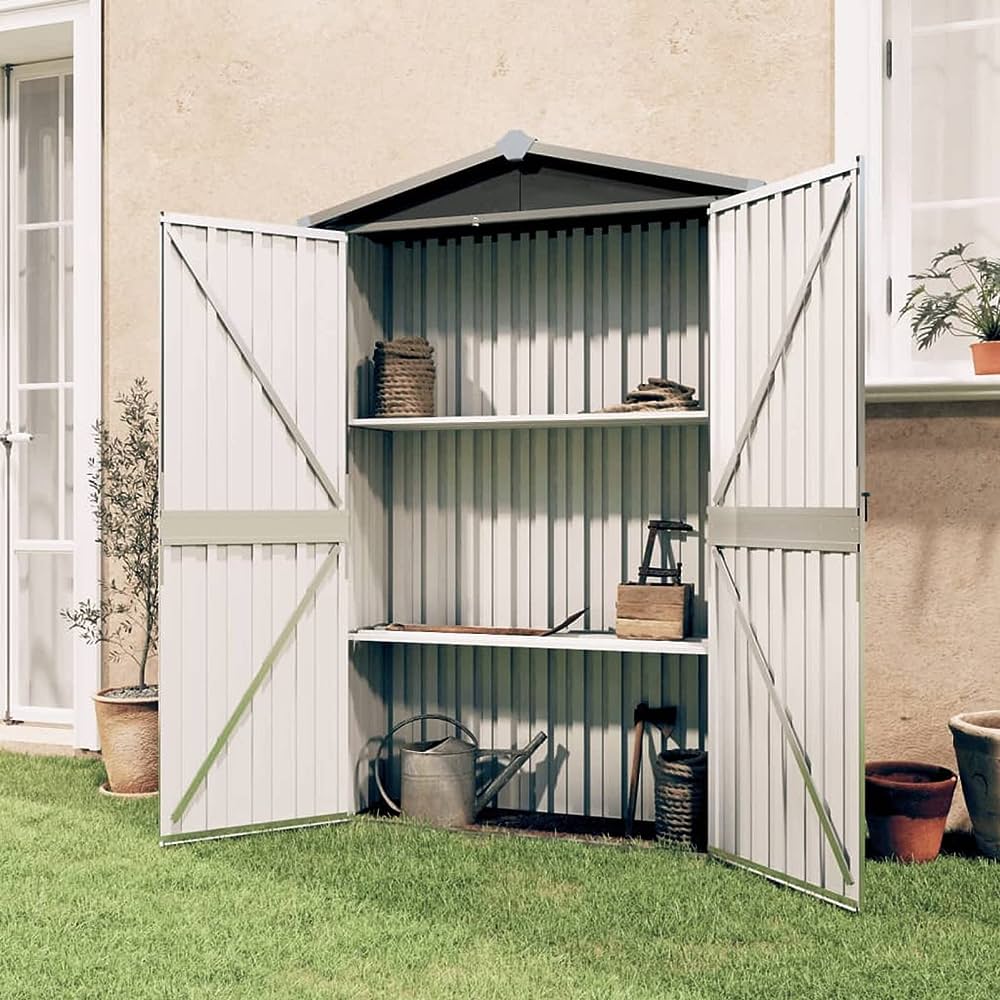 keketa cobertizo de jardin acero galvanizado armario exterior metalico almacenar herramientas muebles de jardin y equipos de jardineria