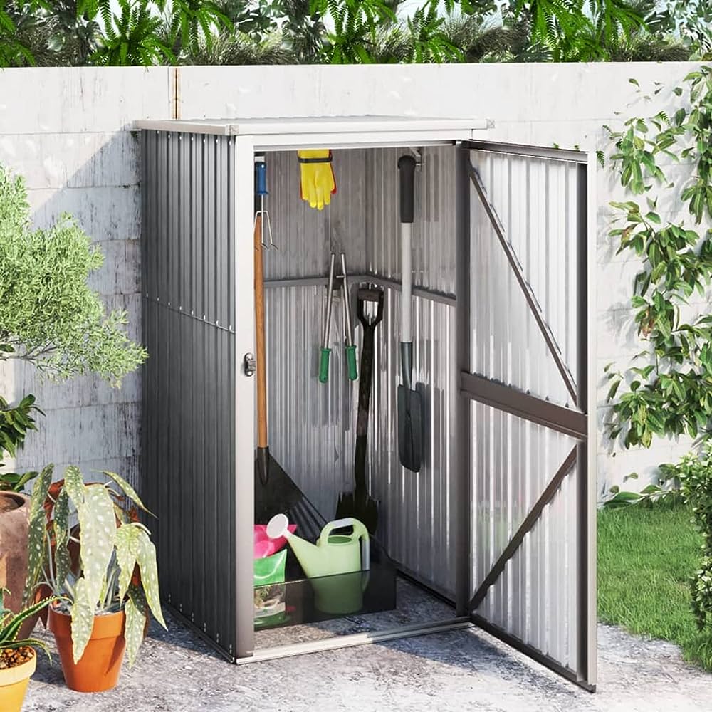 norheim cobertizo de jardin metalico cobertizo de almacenamiento exteriores casetas jardin de acero galvanizado casa para herramientas gris 88x89x161 cm