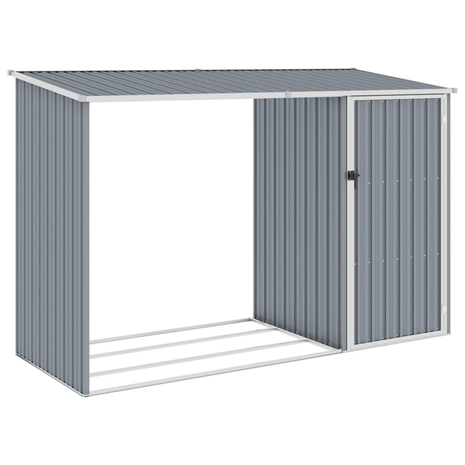 pedkit cobertizo de jardin de lena casetilla para lena caseta de almacenamiento para almacenar lena gris acero galvanizado