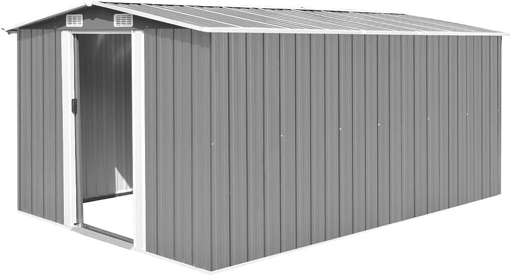 tidyard caseta de jardin exterior con 4 ventilacion para almacenamiento de herramientas de a prueba de polvo y resistente a la intemperie de acero galvanizado 257x398x178 cm verde