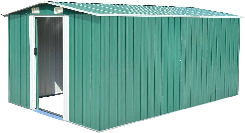 vidaxl caseta jardin metal galvanizado verde 257x392x181 cm almacen cobertizo
